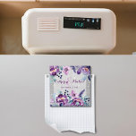 Purple Floral and Silver Glitter Magnet<br><div class="desc">Wedding Purple Watercolor Floral Silver Glitter wedding design</div>