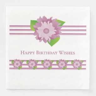 Purple Floral And Stripe Napkin