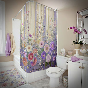 Purple floral and stripes