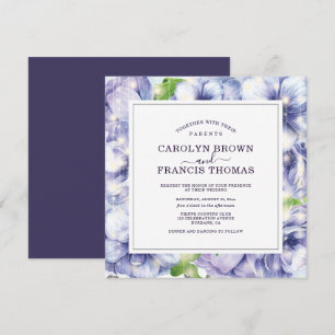 Purple Floral Anemone Luxury Wedding Invitation