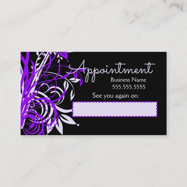 Purple Floral Appointment Cards (Front)