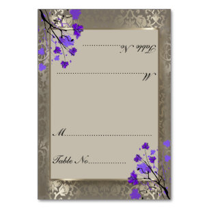 Purple Floral & Argent Antique Damask - Carte Plac