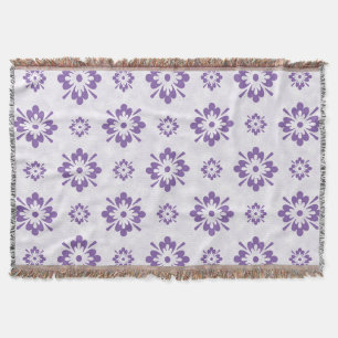 Purple floral art design throw blanket