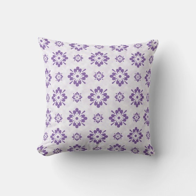 Purple floral art design throw pillow (Front)