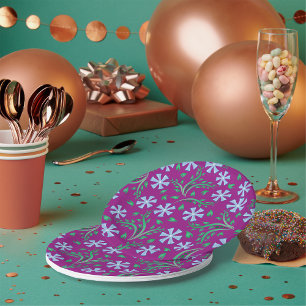 Purple Floral Art Paper Plates