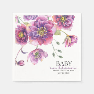 Purple Floral Baby in Bloom Paper Napkin