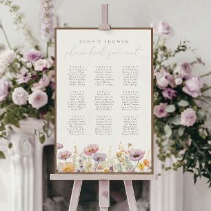 Purple Floral Baby In Bloom Seating Chart Poster