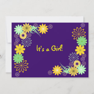 Purple Floral  Baby Shower Invitation