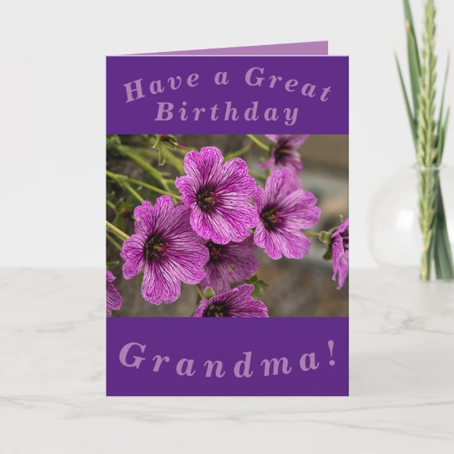 Purple Floral Birthday Card for Grandma (Front)