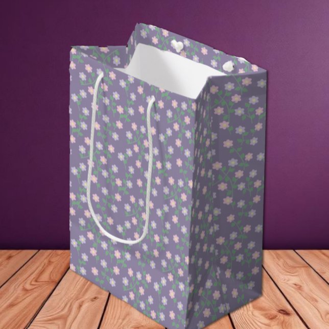 Purple Floral Birthday Medium Gift Bag (Creator Uploaded)