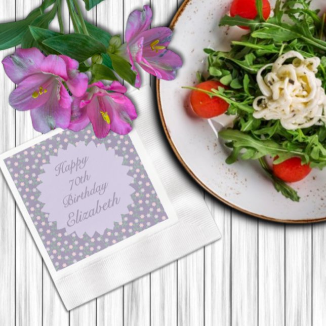 Purple Floral Birthday Napkin (Creator Uploaded)