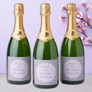 Purple Floral Birthday Sparkling Wine Label
