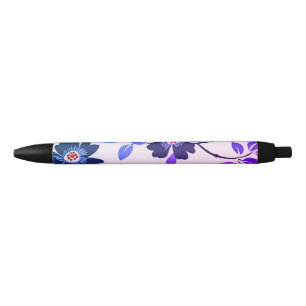 Purple Floral Black Ink Pen