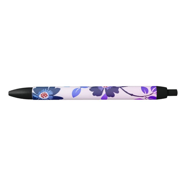 Purple Floral Black Ink Pen (Front)