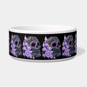 Purple Floral Black Sugar Skull Day Of The Dead