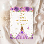 Purple Floral Blonde Hair Girl Happy Birthday Card<br><div class="desc">This elegant and glamourous birthday card can be personalized with a name or title such as daughter, granddaughter, niece, friend etc. The design features a beautiful princess with blonde hair and fair skin in a purple ball gown. The text combines handwritten script and modern sans serif fonts for a classy...</div>
