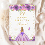 Purple Floral Blonde Hair Girl Happy Birthday Card<br><div class="desc">This elegant and glamourous birthday card can be personalized with a name or title such as daughter, granddaughter, niece, friend etc. The design features a beautiful princess with blonde hair and fair skin in a purple ball gown. The text combines handwritten script and modern sans serif fonts for a classy...</div>