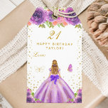 Purple Floral Blonde Hair Girl Happy Birthday Gift Tags<br><div class="desc">This elegant and glamourous happy birthday gift tag can be personalized with a name. The design features a beautiful princess with blonde hair and fair skin in a purple ball gown. The text combines handwritten script and modern sans serif fonts for a classy and sophisticated look. The floral arrangements, butterflies...</div>