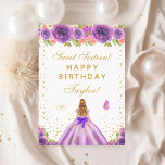 Purple Floral Blonde Hair Girl Sweet Sixteen Card<br><div class="desc">This elegant and glamourous sweet sixteen birthday card can be personalized with a name or title such as daughter, granddaughter, niece, friend etc. The design features a beautiful princess with blonde hair and fair skin in a purple ball gown. The text combines handwritten script and modern sans serif fonts for...</div>