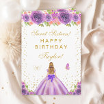 Purple Floral Blonde Hair Girl Sweet Sixteen Card<br><div class="desc">This elegant and glamourous sweet sixteen birthday card can be personalized with a name or title such as daughter, granddaughter, niece, friend etc. The design features a beautiful princess with blonde hair and fair skin in a purple ball gown. The text combines handwritten script and modern sans serif fonts for...</div>