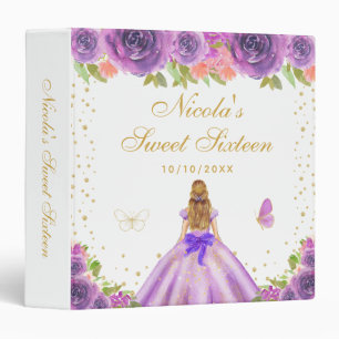 Purple Floral Blonde Hair Princess Sweet Sixteen Binder