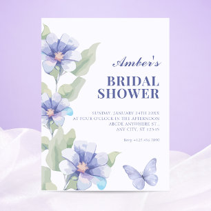 Purple floral bloom bridal shower invitation