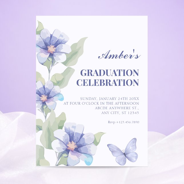 Purple floral bloom graduation invitation (Creator Uploaded)