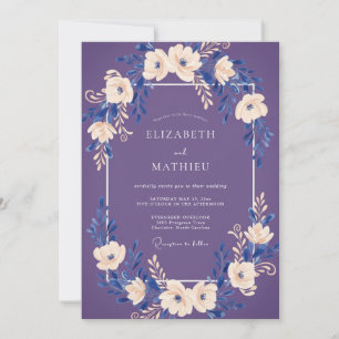 Purple Floral Bloom Wedding Invitation