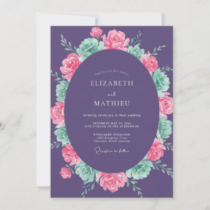 Purple Floral Blossom Romance Wedding Invitation