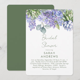 Purple Floral Botanical Rounded Bridal Shower Invitation