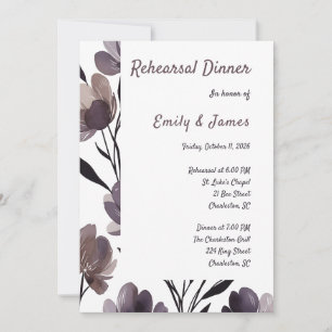 Purple Floral Botanical Wedding Invitation