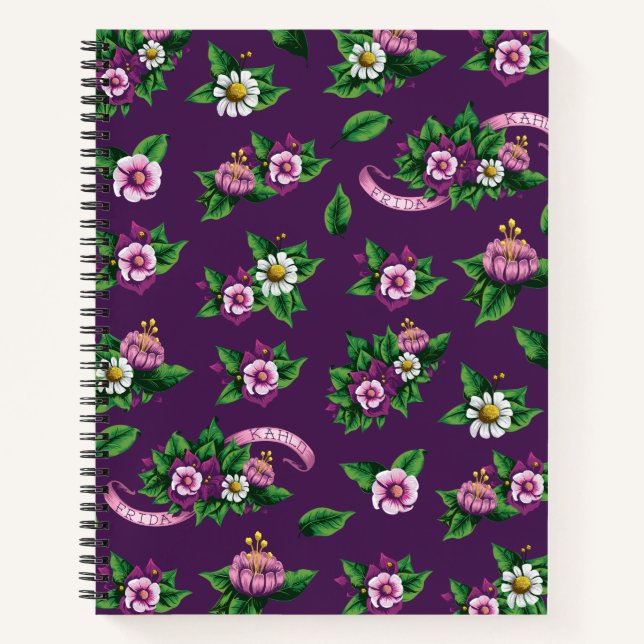 Purple Floral Bouquet Pattern Notebook (Front)
