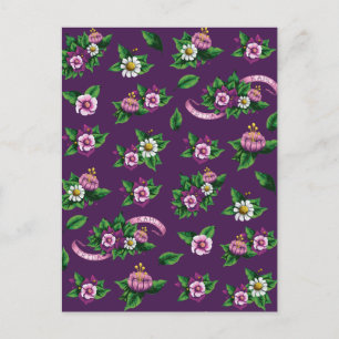 Purple Floral Bouquet Pattern Postcard