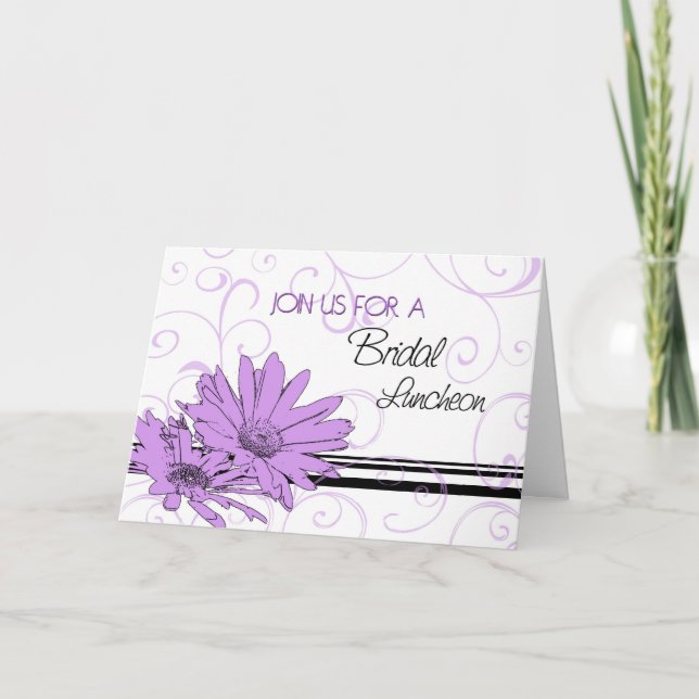 Purple Floral Bridal Luncheon Invitation Card (Front)