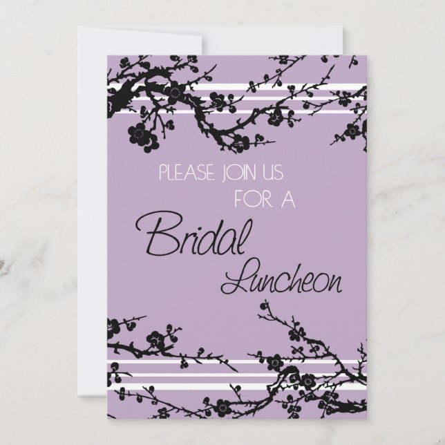 Purple Floral Bridal Luncheon Invitation Cards (Front)