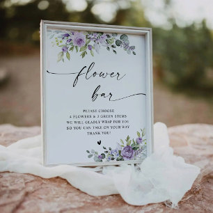 Purple Floral Bridal Shower Flower Bar Sign
