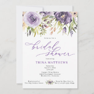 Purple Floral Bridal Shower Invitation