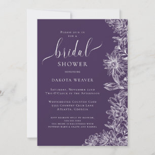 Purple Floral Bridal Shower  Invitation