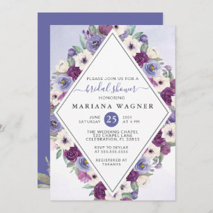Purple Floral Bridal Shower Invitation