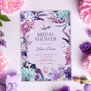 Purple floral bridal shower invitation