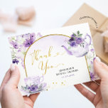 Purple Floral Bridal Shower Tea Thank You Card<br><div class="desc">Purple Floral Bridal Shower Tea Thank You Card</div>