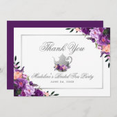 Purple Floral Bridal Tea Party Thank You P (Front/Back)