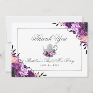 Purple Floral Bridal Tea Party Thank You P
