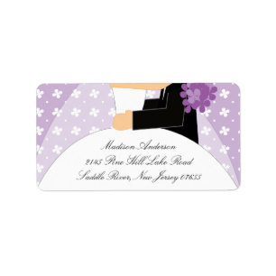 Purple Floral Bride & Groom Return Address Label