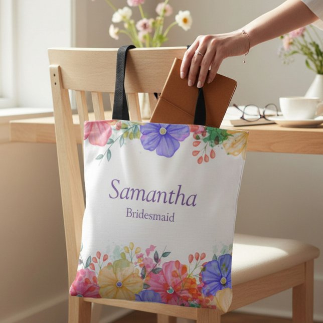 Purple Floral Bridesmaid Tote Bag (Creator Uploaded)