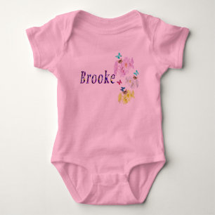 Purple Floral Brooke Name Logo, Baby Bodysuit