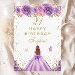 Purple Floral Brown Hair Girl Happy Birthday Card<br><div class="desc">This elegant and glamourous birthday card can be personalized with a name or title such as daughter, granddaughter, niece, friend etc. The design features a beautiful princess with brown red hair and fair skin in a purple ball gown. The text combines handwritten script and modern sans serif fonts for a...</div>