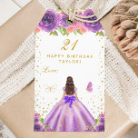 Purple Floral Brunette Hair Girl Happy Birthday Gift Tags<br><div class="desc">This elegant and glamourous happy birthday gift tag can be personalized with a name. The design features a beautiful princess with brunette hair and fair skin in a purple ball gown. The text combines handwritten script and modern sans serif fonts for a classy and sophisticated look. The floral arrangements, butterflies...</div>