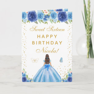 Purple Floral Brunette Hair Girl Sweet Sixteen Card
