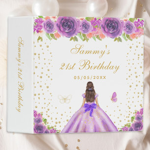 Purple Floral Brunette Hair Princess Photo Album Binder